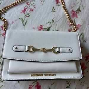 Adrienne Vittadini Elegant White Crossbody with Gold Accents